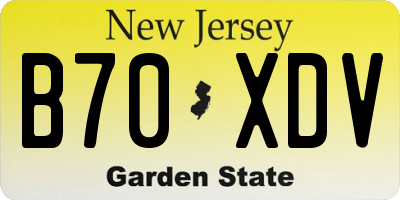 NJ license plate B70XDV