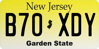 NJ license plate B70XDY