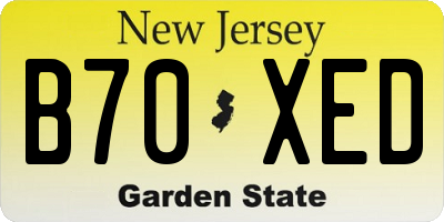 NJ license plate B70XED
