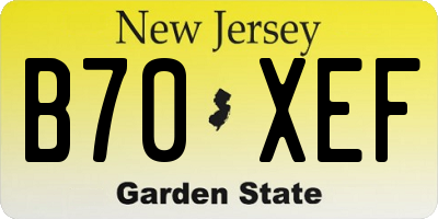 NJ license plate B70XEF