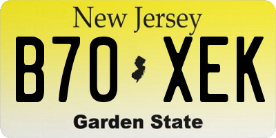 NJ license plate B70XEK