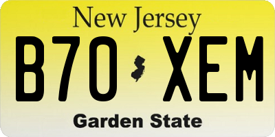 NJ license plate B70XEM