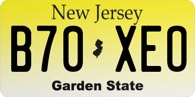 NJ license plate B70XEO