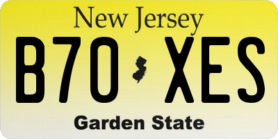 NJ license plate B70XES
