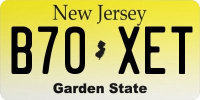 NJ license plate B70XET