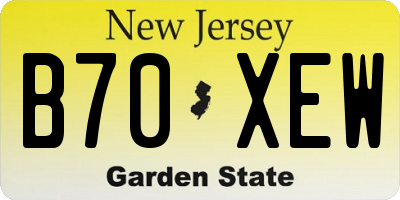 NJ license plate B70XEW