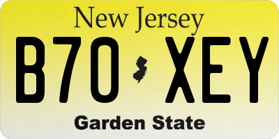NJ license plate B70XEY