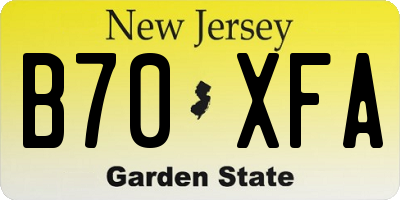 NJ license plate B70XFA
