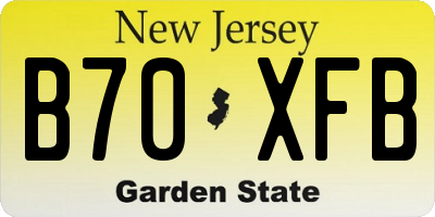 NJ license plate B70XFB