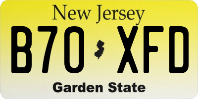 NJ license plate B70XFD
