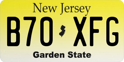 NJ license plate B70XFG