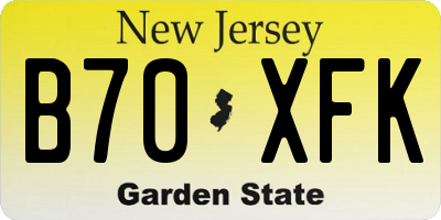 NJ license plate B70XFK