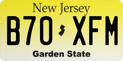 NJ license plate B70XFM