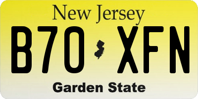 NJ license plate B70XFN