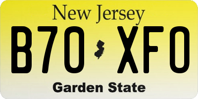 NJ license plate B70XFO