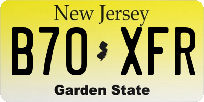 NJ license plate B70XFR