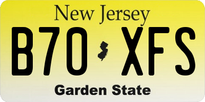 NJ license plate B70XFS