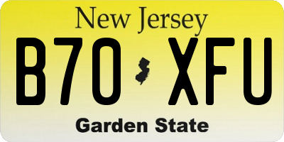 NJ license plate B70XFU
