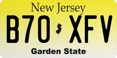 NJ license plate B70XFV