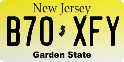 NJ license plate B70XFY