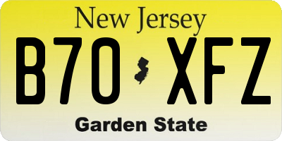 NJ license plate B70XFZ