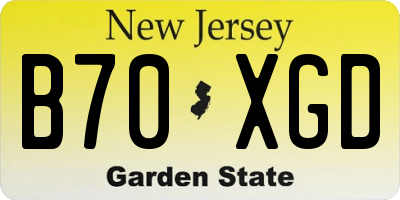 NJ license plate B70XGD