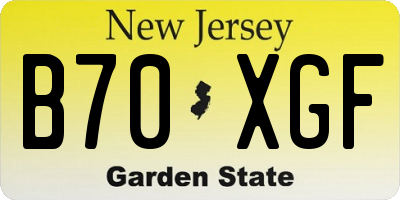 NJ license plate B70XGF