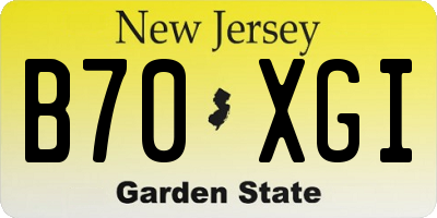 NJ license plate B70XGI