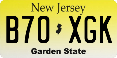 NJ license plate B70XGK