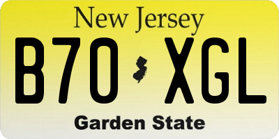 NJ license plate B70XGL