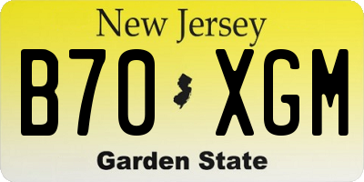 NJ license plate B70XGM