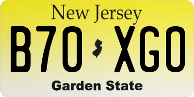 NJ license plate B70XGO