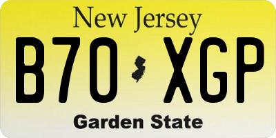NJ license plate B70XGP