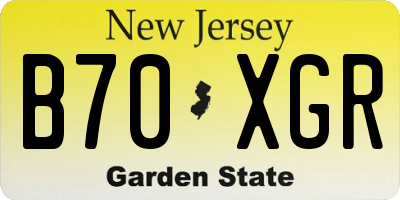 NJ license plate B70XGR