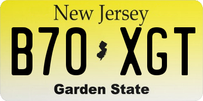 NJ license plate B70XGT