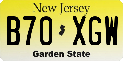 NJ license plate B70XGW