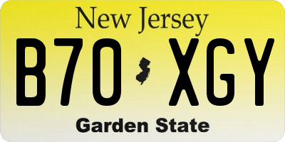 NJ license plate B70XGY