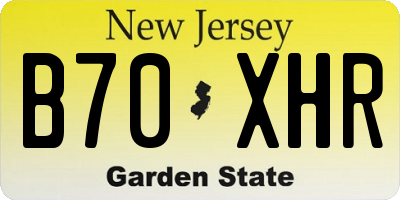 NJ license plate B70XHR