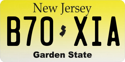 NJ license plate B70XIA