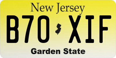 NJ license plate B70XIF