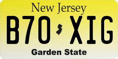 NJ license plate B70XIG