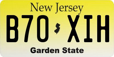 NJ license plate B70XIH