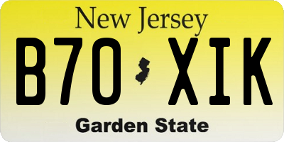 NJ license plate B70XIK