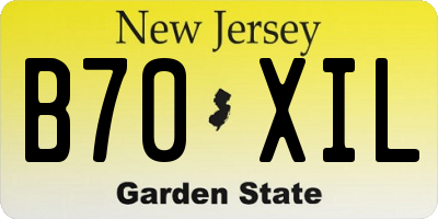 NJ license plate B70XIL