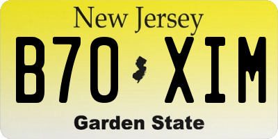 NJ license plate B70XIM