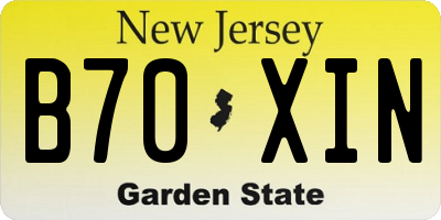 NJ license plate B70XIN