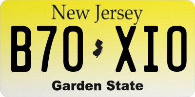 NJ license plate B70XIO