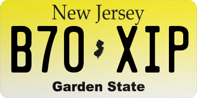 NJ license plate B70XIP