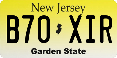 NJ license plate B70XIR