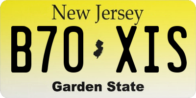 NJ license plate B70XIS